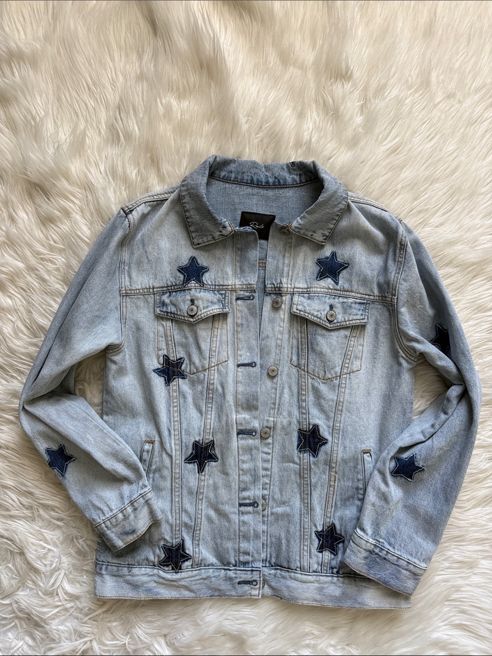 Rails Knox Stars Blue Jean Jacket Size S - Picture 4 of 11